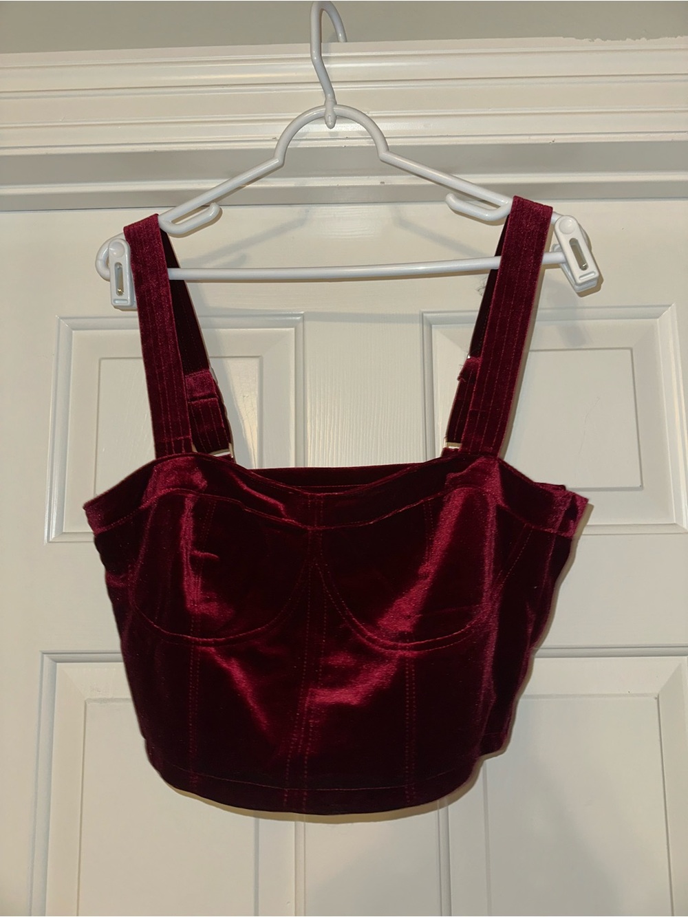 NEW Lulu's Burgundy Velvet Bustier Crop Top